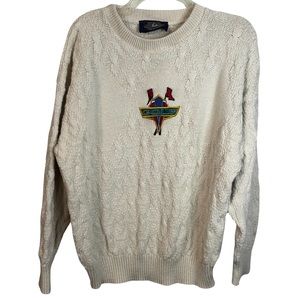 Vintage 90’s American Creations Cable Knit Golf Sweater Made In USA XL Cream